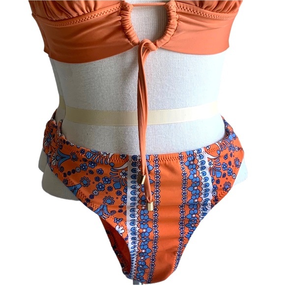 Cremieux Bikini Bottom,‎ Large, orange and blue paisley print, EUC, pairs great. - Picture 7 of 8